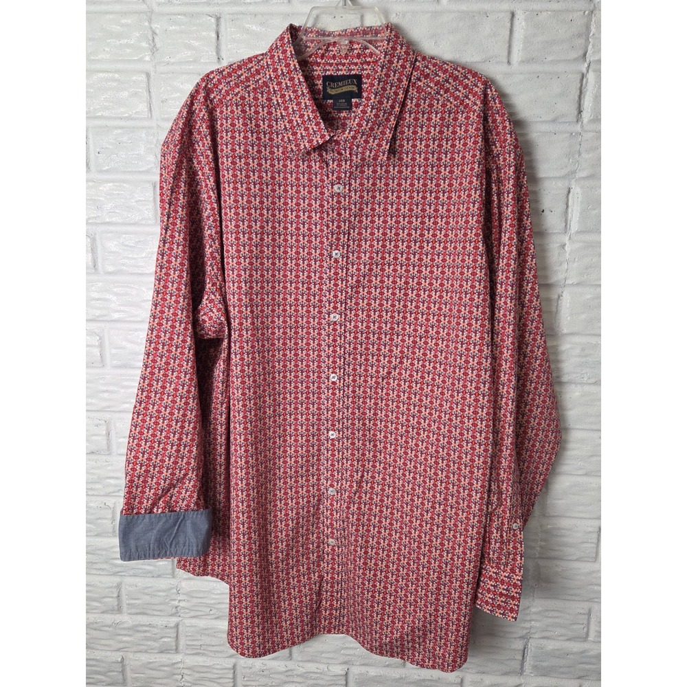 NWT Cremieux Premium Denim Mens 3XB Shirt Multi Color Circles Stretch Flip Cuff